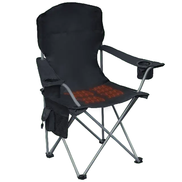 Camp & Go Deluxe Heated Folding Quad Chair, Black