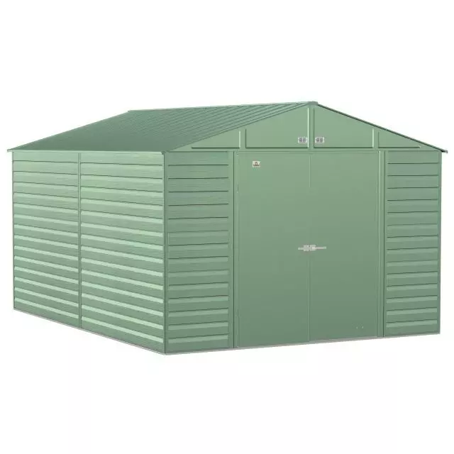 Abri de rangement en acier Arrow Select, 10 x 14 pi, vert sauge