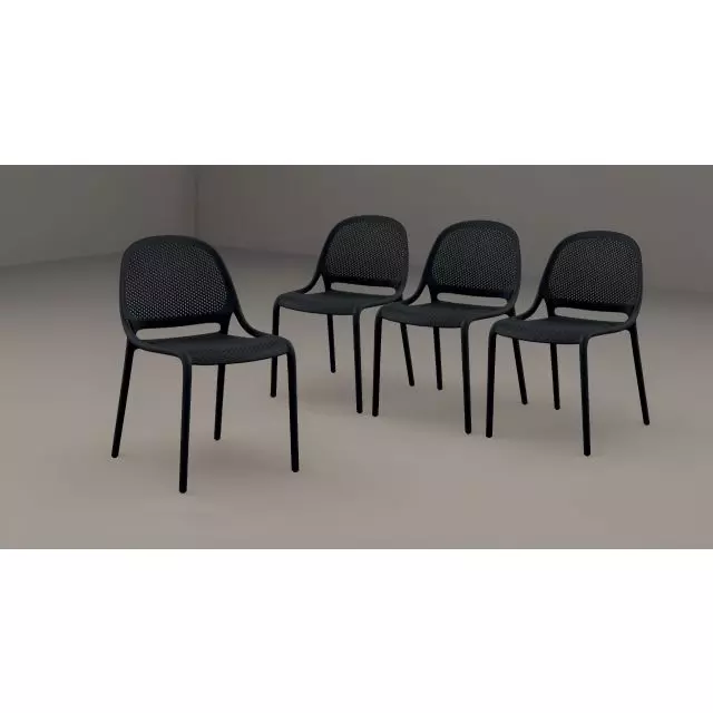 Chaise à dîner sans accoudoirs Summer noir (4 chaises/boîte)