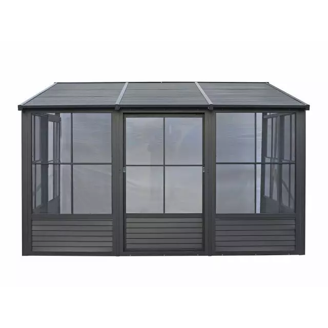 Gazebo Penguin Florence - Wall Mounted Solarium 8x12 Metal Roof in black
