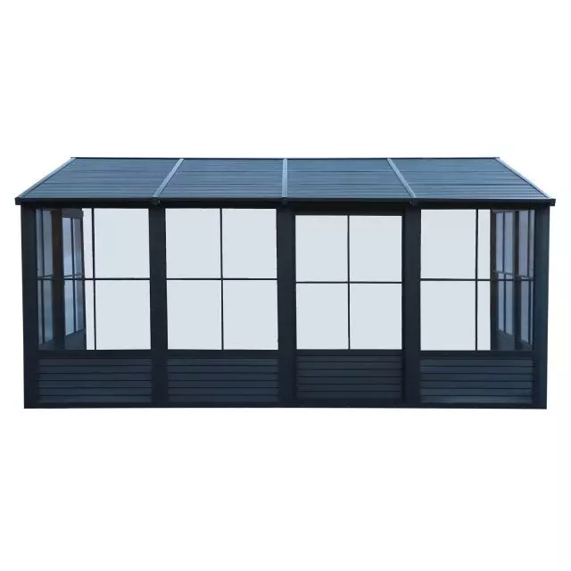 Gazebo Penguin Florence - Wall Mounted Solarium 8x16 Metal Roof in black