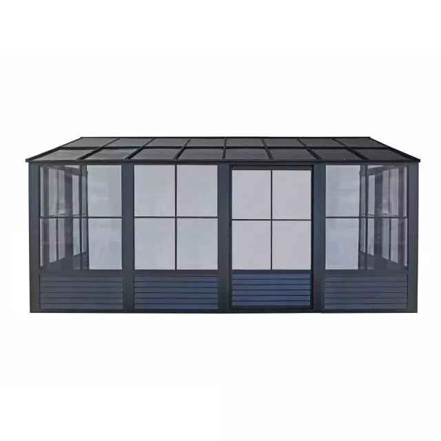 Gazebo Penguin Florence - Wall Mounted Solarium 10x16 Polycarbonate Roof in black