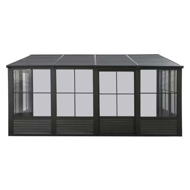 Gazebo Penguin Florence - Wall Mounted Solarium 10x16 Metal Roof in black