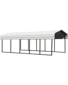 Abri d'auto en acier galvanisé 10 x 24 x 7 pi, noir/coquille d'œuf