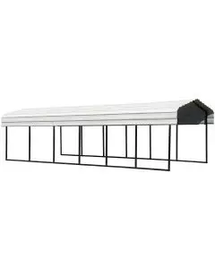 Steel Carport, 10 ft. x 29 ft. x 7 ft. Galvanized Black/Eggshell