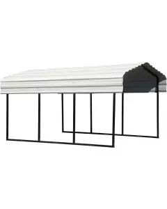 Steel Carport 10 x 15 x 7 ft. Galvanized Black/Eggshell