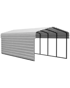 Abri d'auto Arrow en acier galvanisé 10 x 24 x 7 pi, fermé sur 1 côté, coquille d'œuf