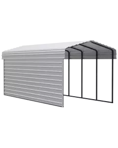 Abri d'auto Arrow en acier galvanisé 10 x 24 x 9 pi, fermé sur 1 côté, coquille d'œuf