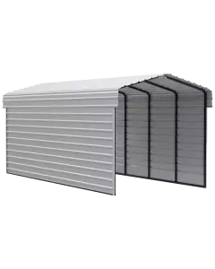 Abri d'auto Arrow en acier galvanisé 10 x 24 x 9 pi, fermé sur 2 côtés, coquille d'œuf