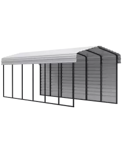 Arrow Galvanized Steel Carport 10 x 29 x 9 ft., 1-Sided Enclosure, Eggshell