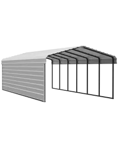 Arrow Galvanized Steel Carport 12 x 29 x 7 ft., 1-Sided Enclosure, Eggshell