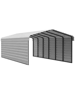 Arrow Galvanized Steel Carport 12 x 29 x 7 ft., 2-Sided Enclosure, Eggshell