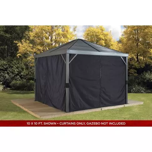 Sojag Black Curtains for Sanibel Gazebo, 8 ft. x 8 ft., Polyester, Outdo… — image principale du produit
