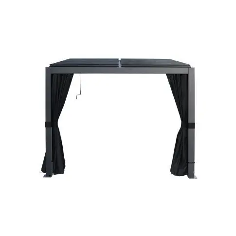 Gazebo Penguin Polyester Curtains for Nikko Wall-Mounted Pergola, 10 × 10 ft, Black
