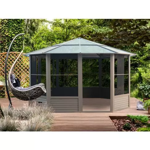 Gazebo Penguin Florence Solarium avec Toit en polycarbonate 12 Pi. x 12 Pi. couleur Sable