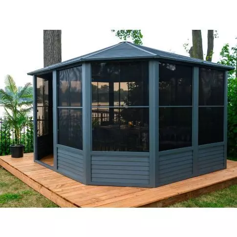 Gazebo Penguin Florence Solarium with Metal Roof 12 Ft. x 12 Ft. Slate