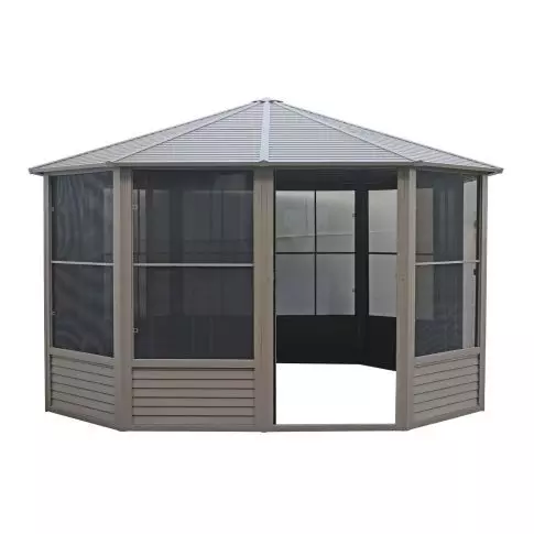 Gazebo Penguin Florence Solarium with Metal Roof 12 Ft. x 12 Ft. Sand