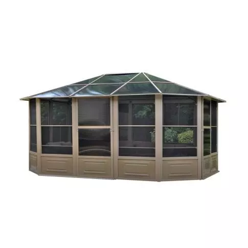 Gazebo Penguin Florence Solarium avec Toit en polycarbonate 12 Pi. x 15 Pi. couleur Sable