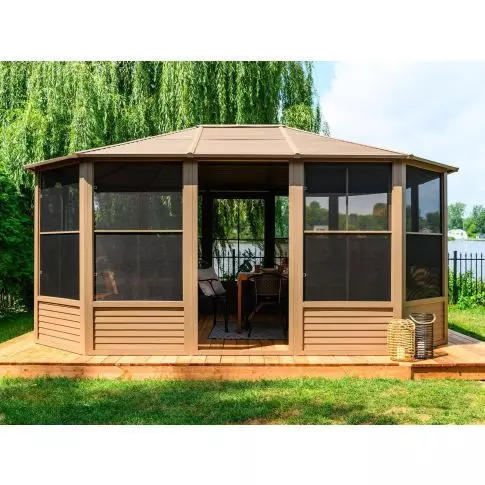 Gazebo Penguin Florence金属屋顶阳光房 12英尺 x 15英尺 沙色