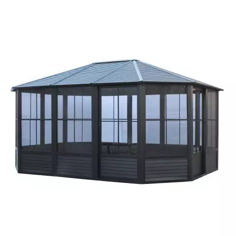 Gazebo Penguin Florence Solarium 12 X 15 Metal Roof in black