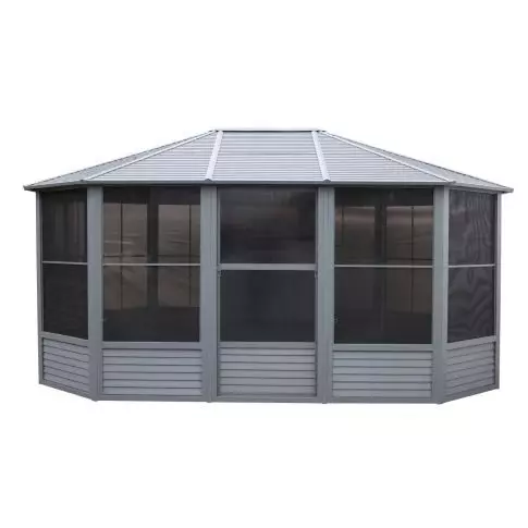 Gazebo Penguin Florence金属屋顶阳光房 12英尺 x 15英尺 石板色