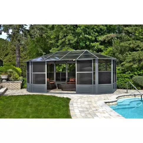 Gazebo Penguin Florence Solarium 12 Ft. x 18 Ft. in Slate