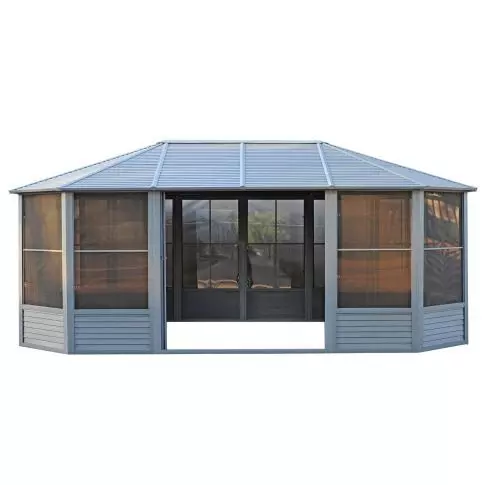 Gazebo Penguin Florence Solarium with Metal Roof 12 Ft. x 18 Ft. Slate