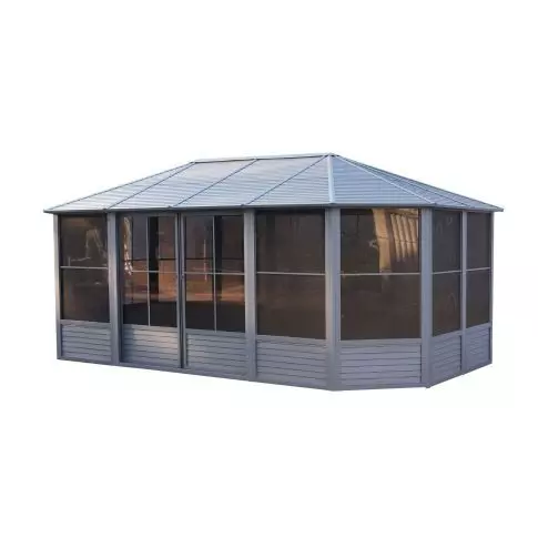 Gazebo Penguin Florence Solarium with Metal Roof 12 Ft. x 18 Ft. Slate