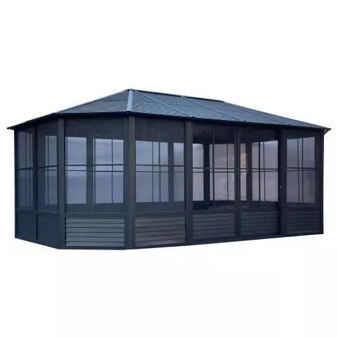 Gazebo Penguin Florence阳光房 12 x 18 金属屋顶 黑色