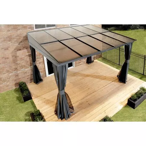 Sojag Pompano 10 ft. x 10 ft. Wall Gazebo, Charcoal Grey