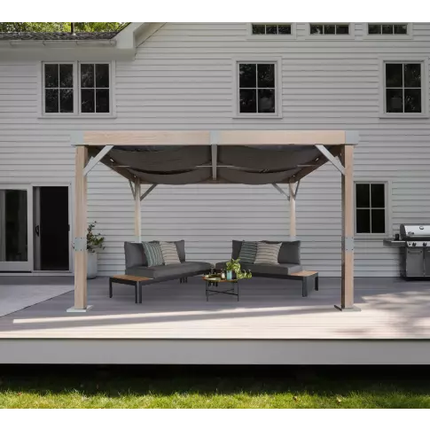 Sojag Fontana Wood Finish Aluminum Frame 10 x 12 ft Pergola