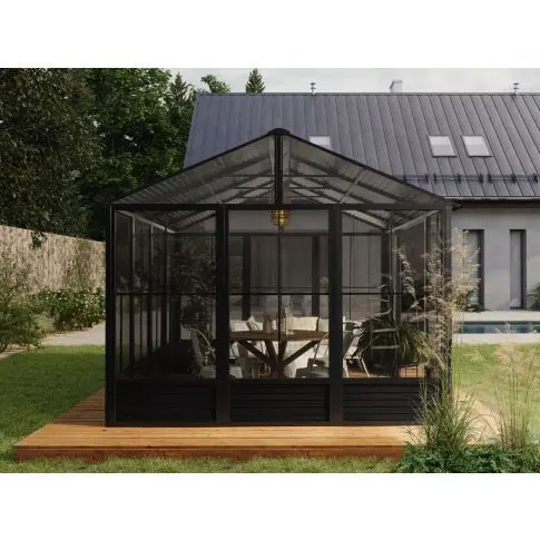 Myrdal 11x10 Solarium interior view showing screened panels and roof structure