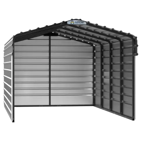 Arrow Steel Carport With 3 Wall Kits, 10X20X07, Eggshell