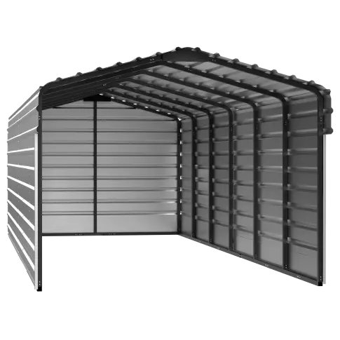 Arrow Steel Carport With 3 Wall Kits, 10X29X07, Eggshell