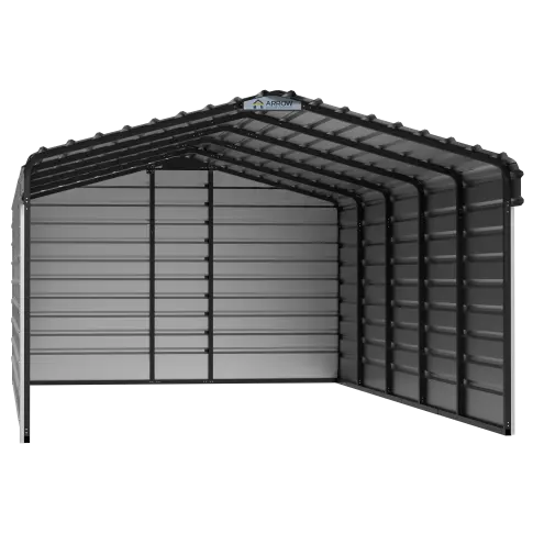 Arrow Steel Carport With 3 Wall Kits, 12X24X07, Eggshell