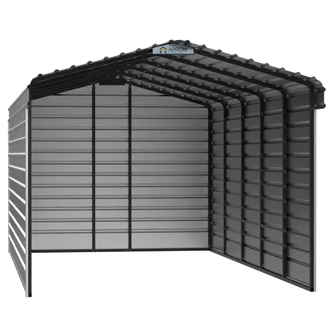 Arrow Steel Carport With 3 Wall Kits, 12X24X09, Eggshell