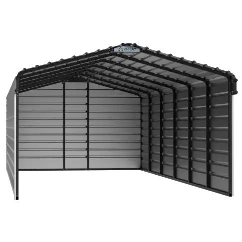 Arrow Steel Carport With 3 Wall Kits, 12X29X07, Eggshell