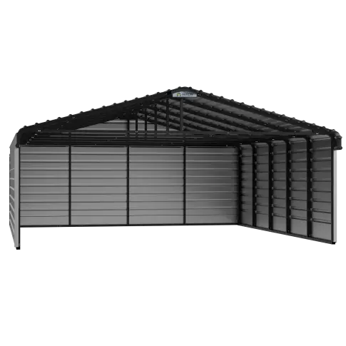 Arrow Steel Carport With 3 Wall Kits, 20X24X07, Eggshell