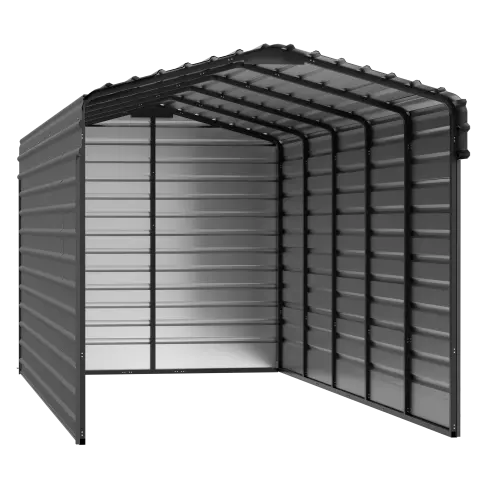 Arrow Steel Carport With 3 Wall Kits, 10X24X09, Charcoal