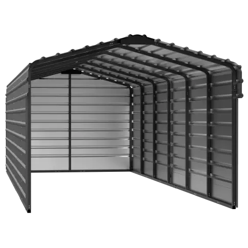 Arrow Steel Carport With 3 Wall Kits, 10X29X07