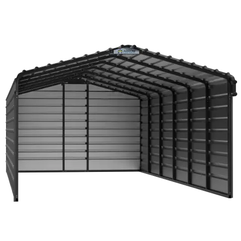 Arrow Steel Carport With 3 Wall Kits, 12X29X07