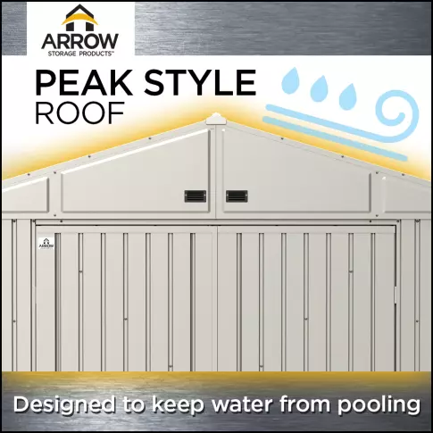 Arrow Elite Steel Storage Shed, 12x14, Cool Grey