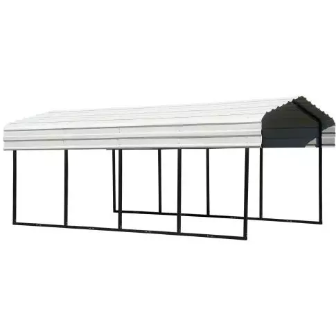 Arrow Steel Carport 10 ft. x 20 ft. x 7 ft. Galvanized Black/Eggshell