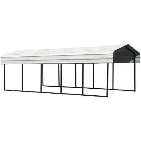 Arrow Steel Carport 10 ft. x 24 ft. x 7 ft. Galvanized Black/Eggshell