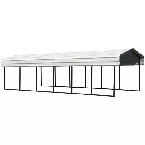 Arrow Steel Carport, 10 ft. x 29 ft. x 7 ft. Galvanized Black/Eggshell