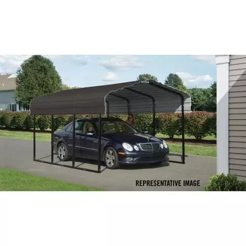 Arrow Steel Carport 10 ft. x 24 ft. x 7 ft. Galvanized Black/Charcoal