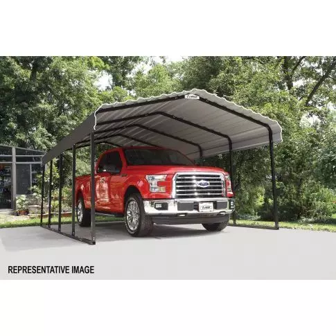 Arrow Steel Carport 12 ft. x 24 ft. x 7 ft. Galvanized Black/Charcoal
