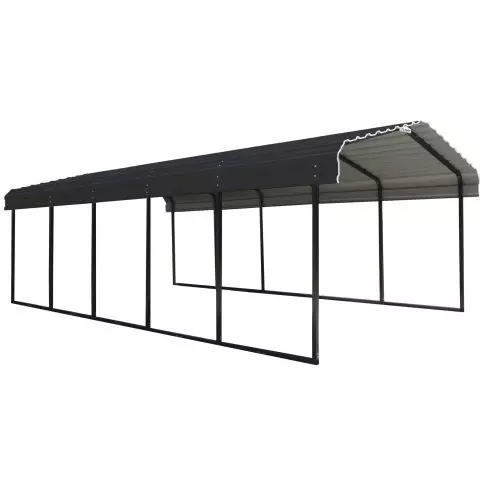 Arrow Steel Carport 12 ft. x 24 ft. x 7 ft. Galvanized Black/Charcoal