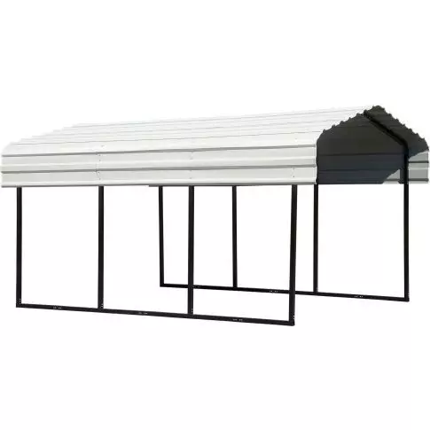 Arrow Abri d'auto en acier galvanisé 10 x 15 x 7 pi, noir/coquille d'œuf