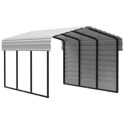 Abri d'auto Arrow en acier galvanisé 10 x 15 x 7 pi, fermé sur 1 côté, coquille d'œuf